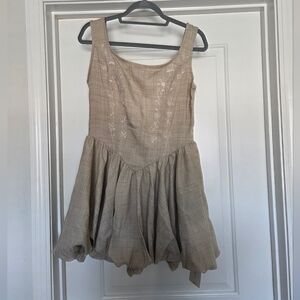 Beige dress embroidered bodice and a bubble skirt